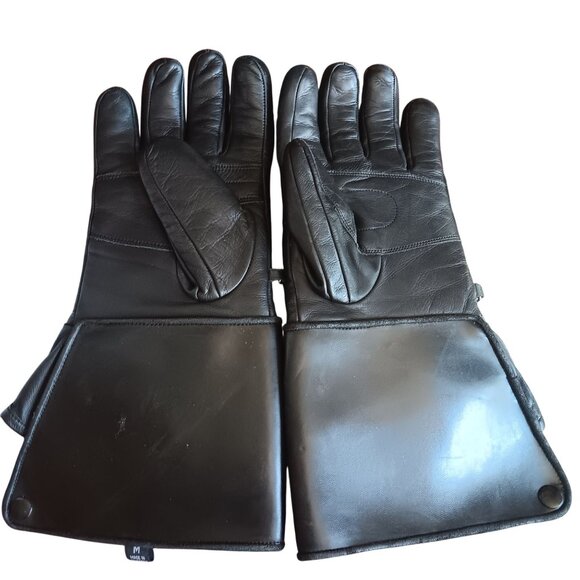 Men's Medium Biker Gauntlet Gloves Custom Chrome Motorcycle Leather Thinsulate - Picture 1 of 9